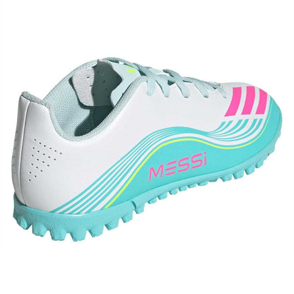 White-Pink-Blue - Back - Adidas Childrens-Kids F50 Messi Football Boots