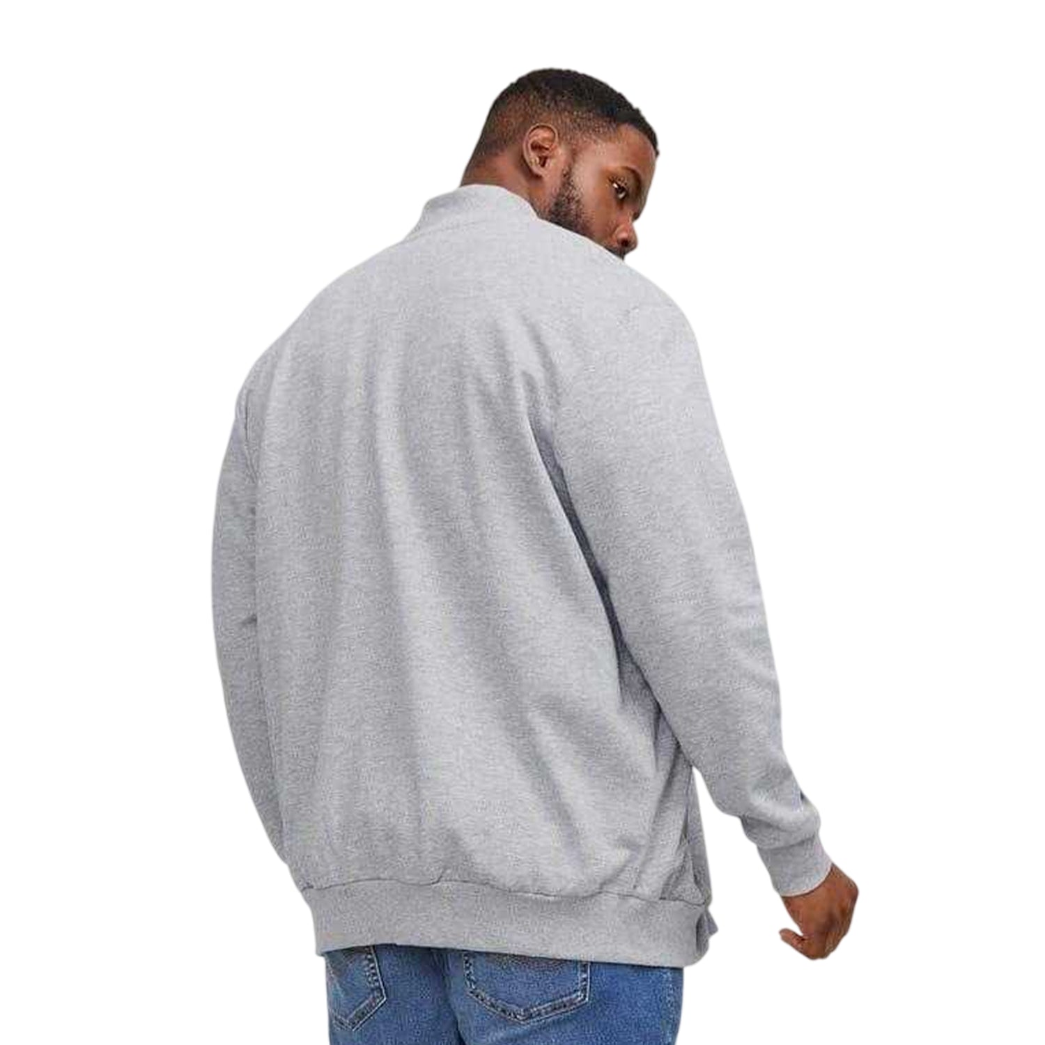 Grey Melange - Back - Jack And Jones Mens Paulos Relaxed Fit Sweat Jacket