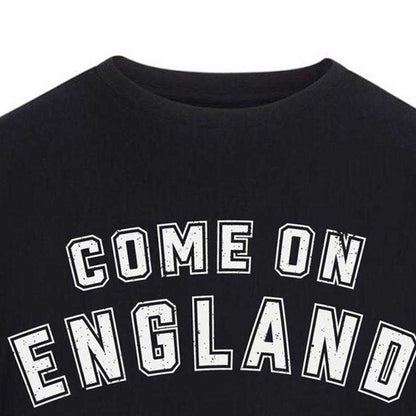 Black - Side - England Unisex Adult England World Cup Graphic Print Cotton Blend T-Shirt