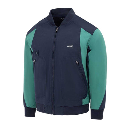 Navy - Side - Firetrap Mens Colour Block Bomber Jacket