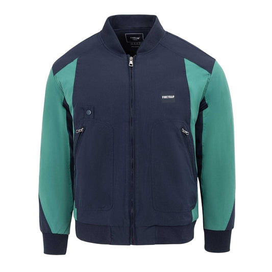 Navy - Front - Firetrap Mens Colour Block Bomber Jacket