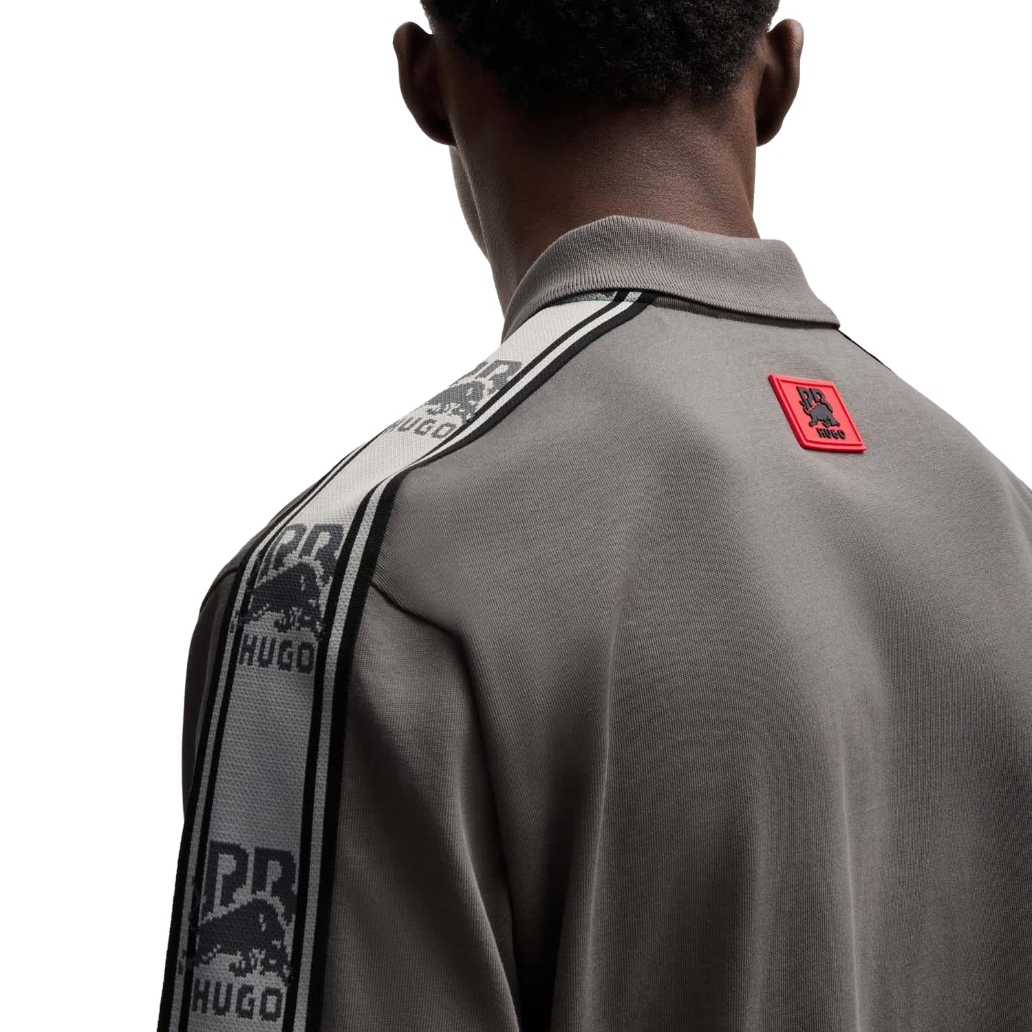 Grey - Side - Hugo Mens Red Bull Branded Polo Shirt