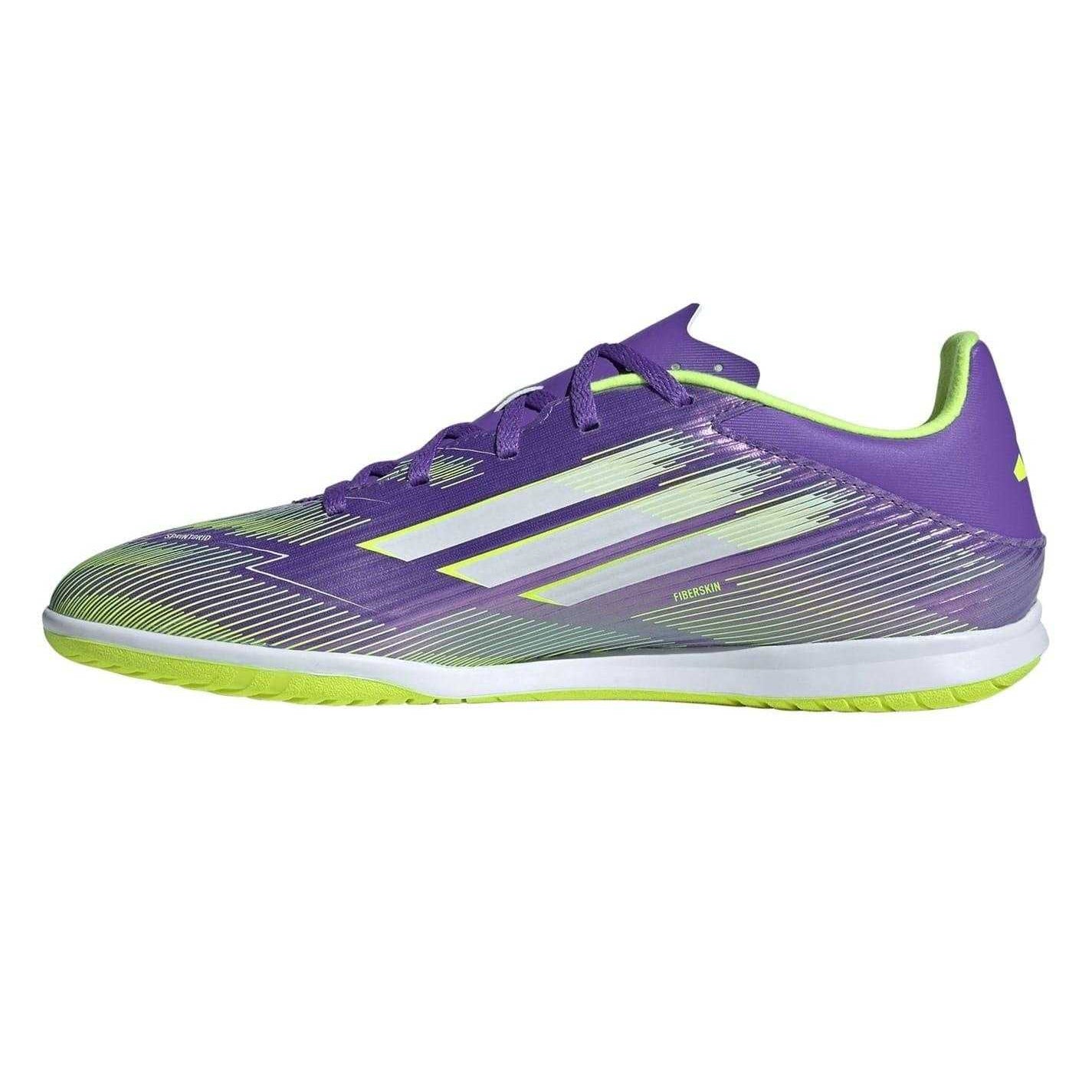 Purple-White - Side - Adidas Unisex Adult F50 Club Futsal Indoor Football Shoes