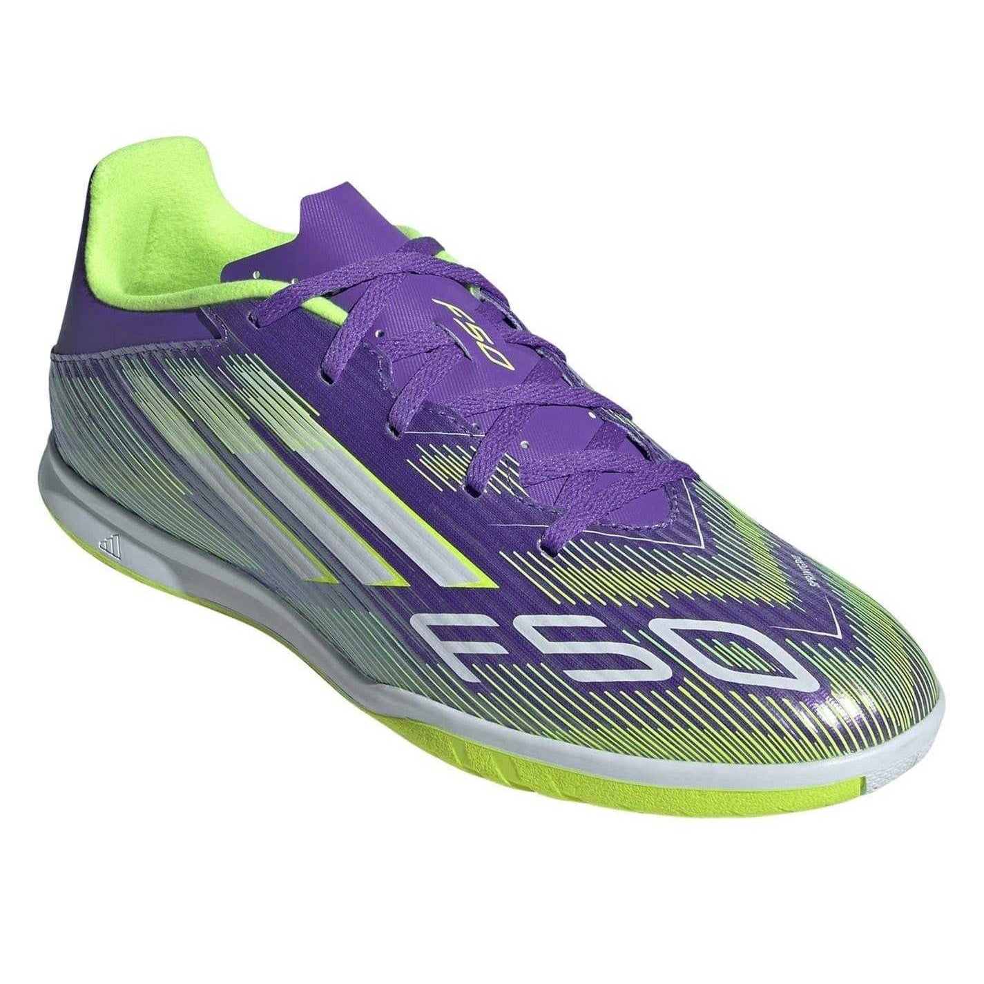 Purple-White - Pack Shot - Adidas Unisex Adult F50 Club Futsal Indoor Football Shoes