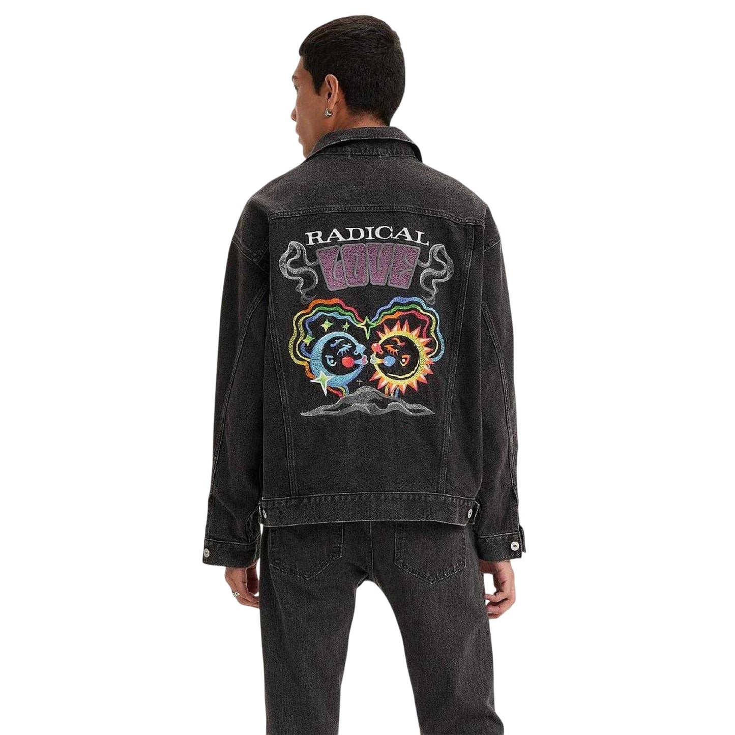 Black - Back - Levis Mens Liberation Denim Trucker Jacket