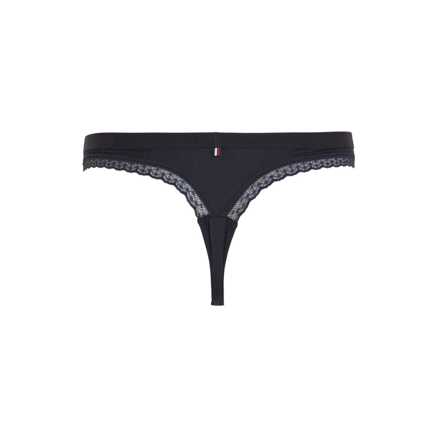Desert Sky - Back - Tommy Hilfiger Womens-Ladies Logo Lace Embellished Thong