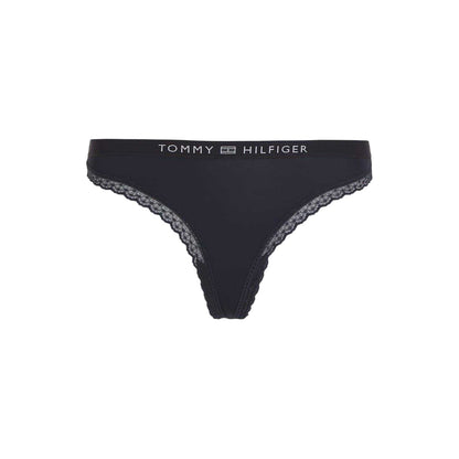 Desert Sky - Front - Tommy Hilfiger Womens-Ladies Logo Lace Embellished Thong