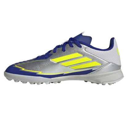 Silver-Blue - Side - Adidas Childrens-Kids F50 League Football Boots