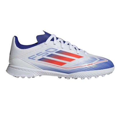 White-Red-Blue - Front - Adidas Childrens-Kids F50 League Football Boots