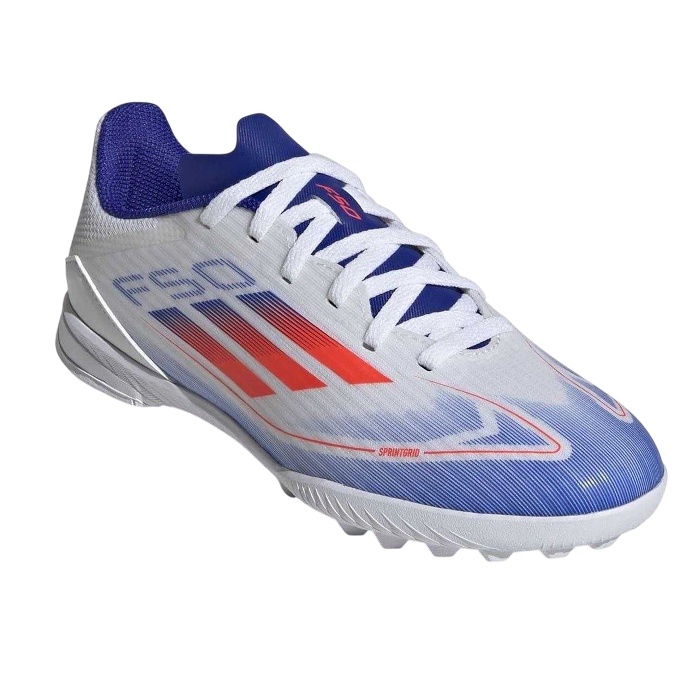 White-Red-Blue - Pack Shot - Adidas Childrens-Kids F50 League Football Boots