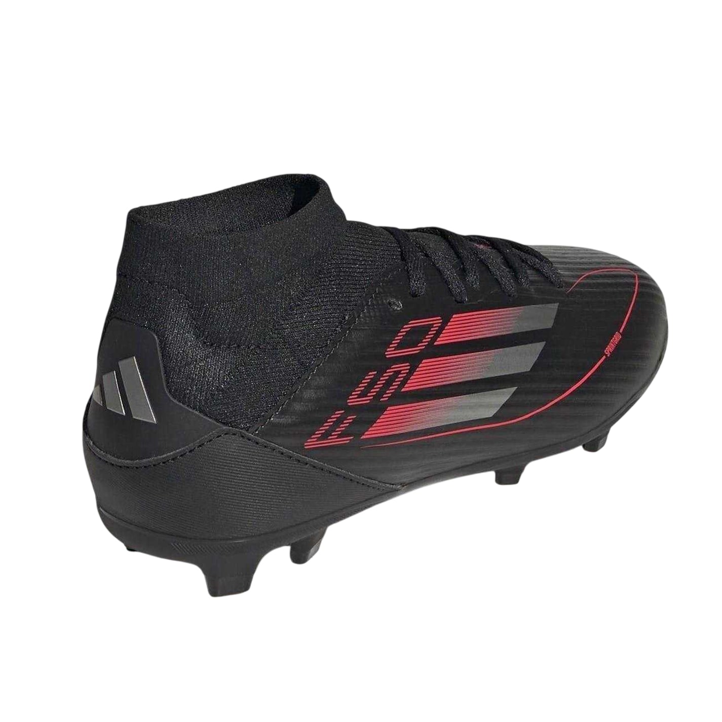 Black-Iron-Red - Back - Adidas Childrens-Kids F50 League Firm Ground Football Boots
