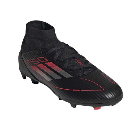 Black-Iron-Red - Pack Shot - Adidas Childrens-Kids F50 League Firm Ground Football Boots