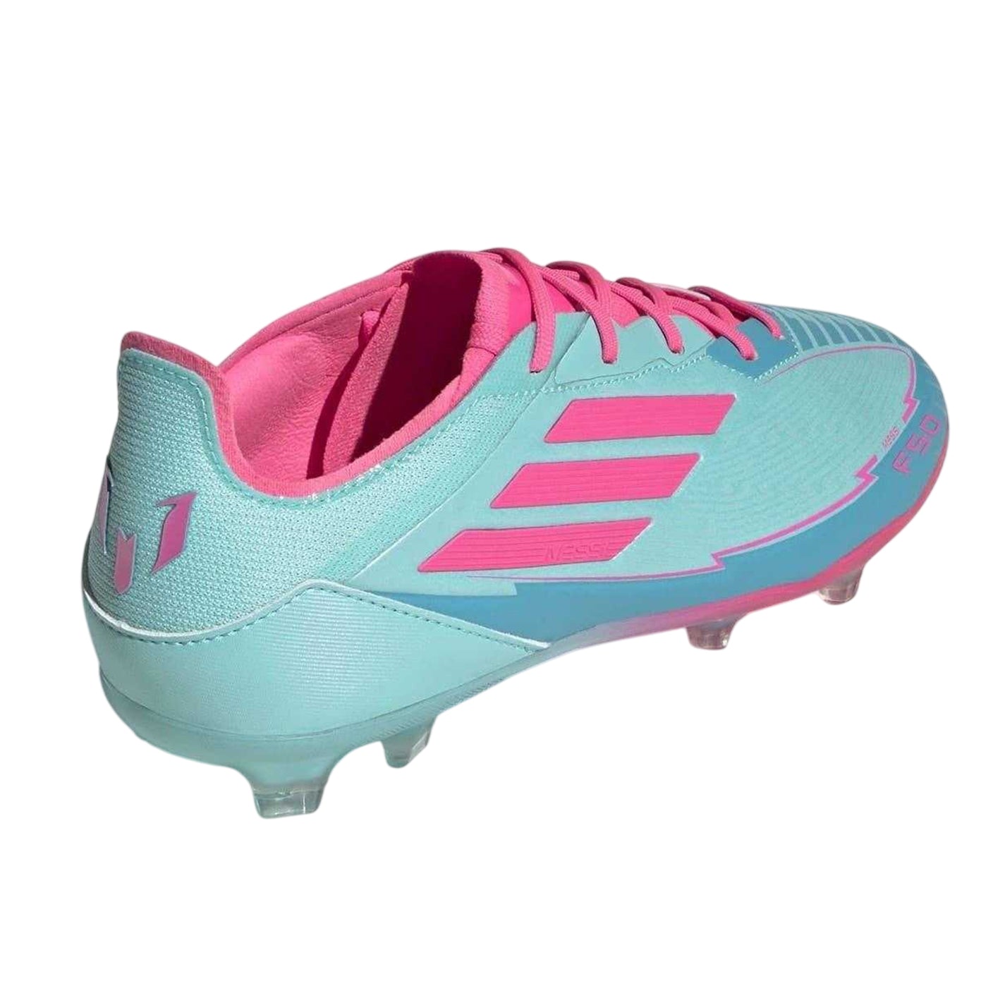 Blue-Pink - Back - Adidas Childrens-Kids F50 Pro Firm Ground Football Boots