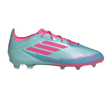 Blue-Pink - Front - Adidas Childrens-Kids F50 Pro Firm Ground Football Boots