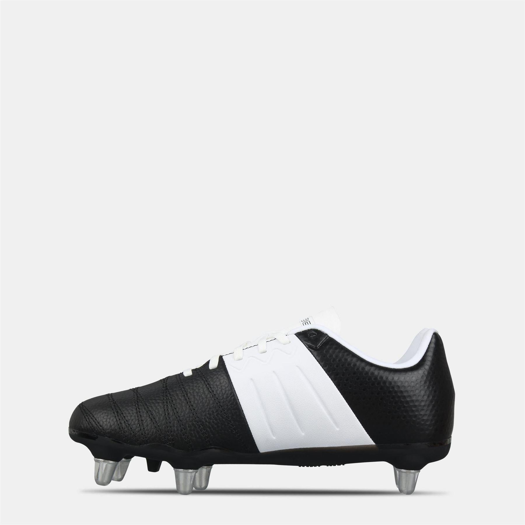 White-Black - Back - KooGa Childrens-Kids Synthetic Rugby Boots