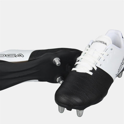White-Black - Side - KooGa Childrens-Kids Synthetic Rugby Boots