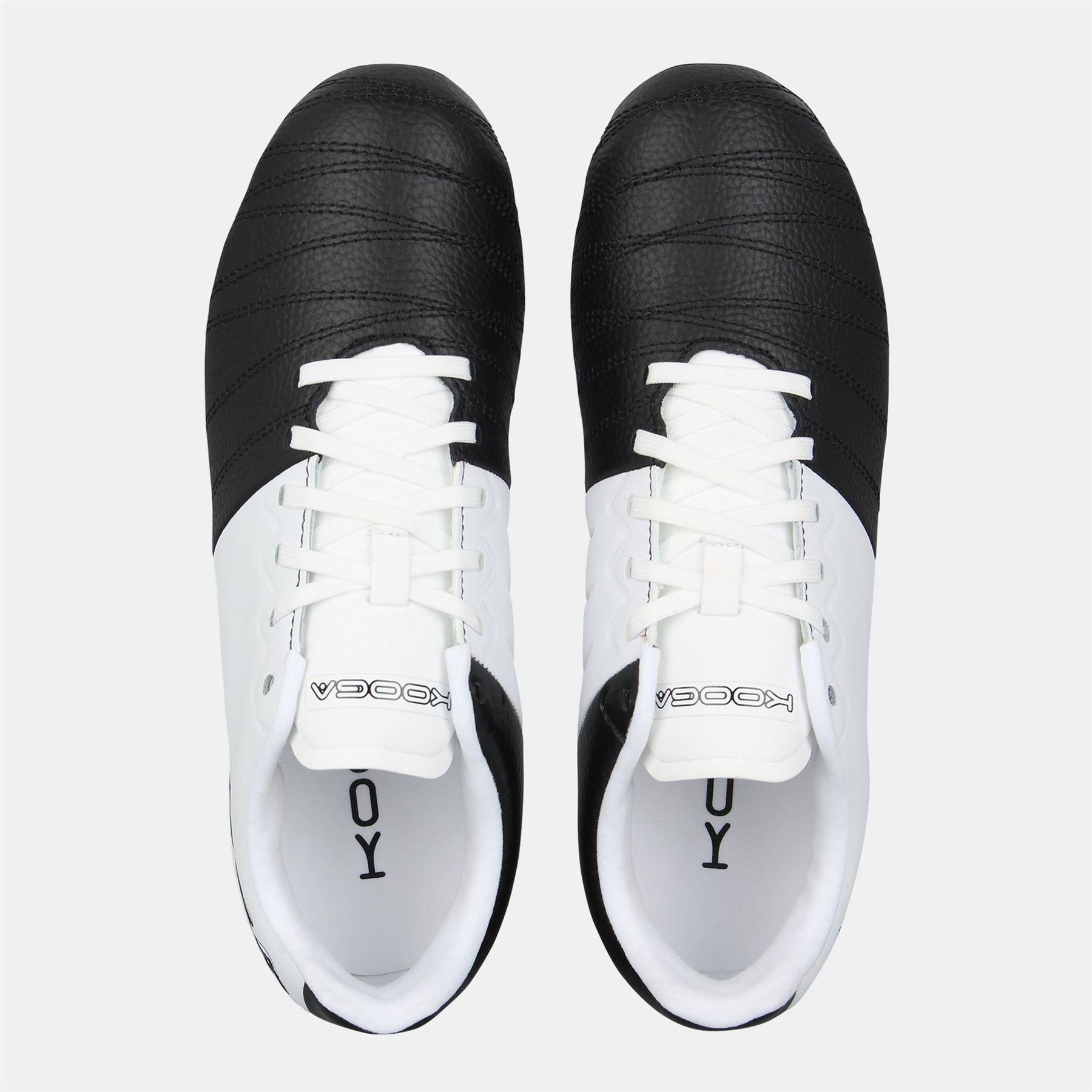White-Black - Lifestyle - KooGa Childrens-Kids Synthetic Rugby Boots