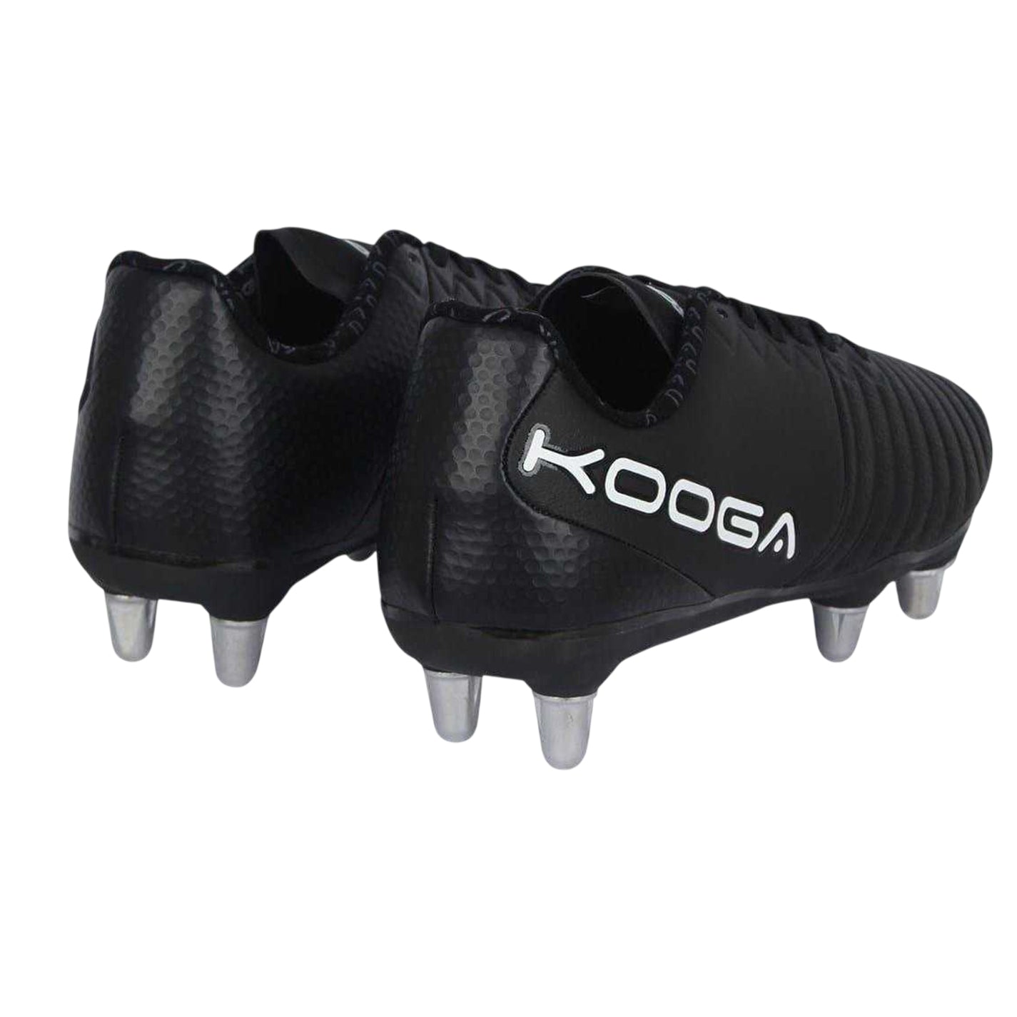 Black-White - Back - KooGa Childrens-Kids Synthetic Rugby Boots