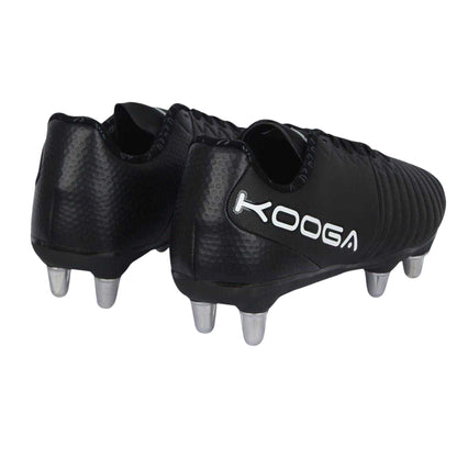 Black-White - Back - KooGa Childrens-Kids Synthetic Rugby Boots