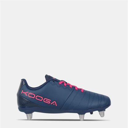 Navy-Pink - Front - KooGa Childrens-Kids Synthetic Rugby Boots
