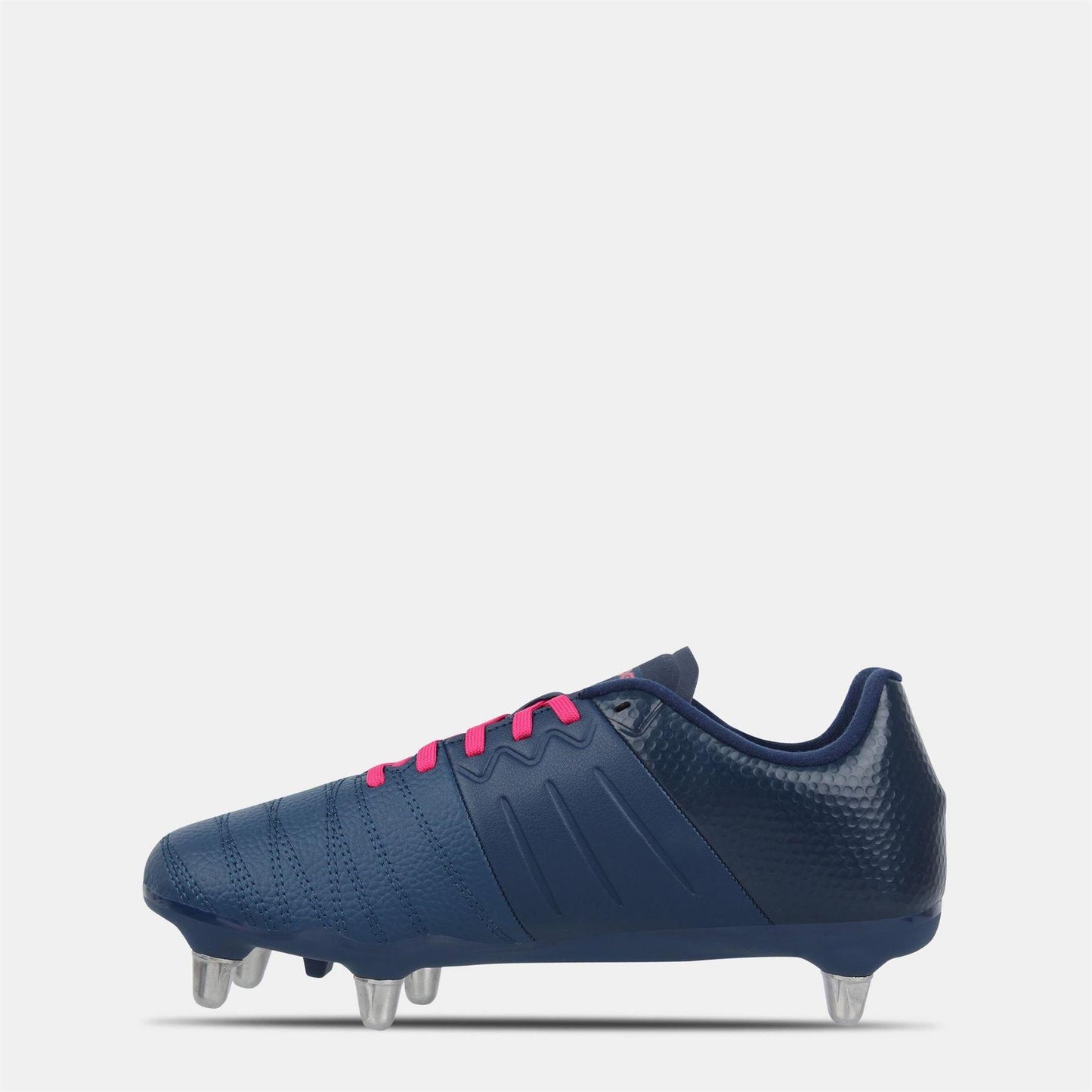 Navy-Pink - Back - KooGa Childrens-Kids Synthetic Rugby Boots