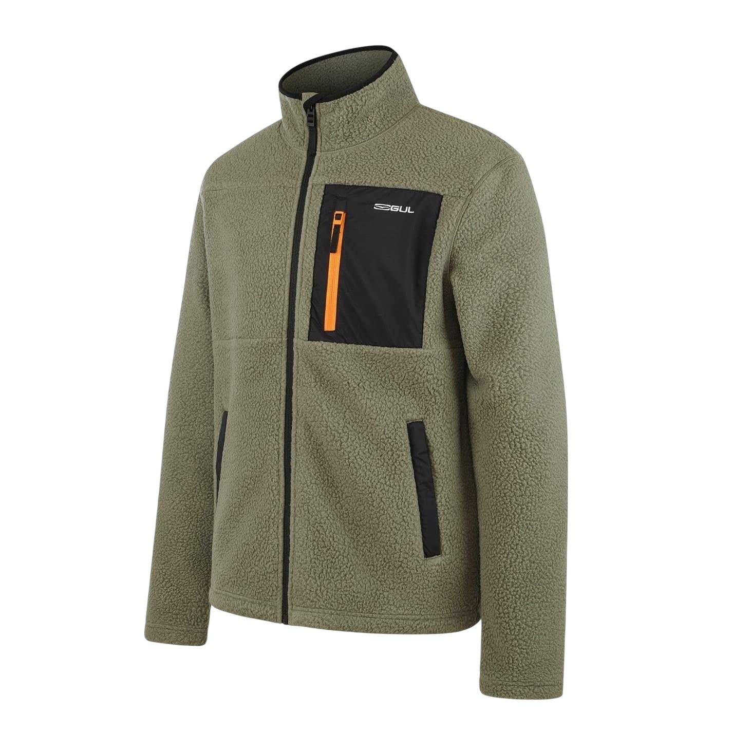 Khaki - Side - Gul Mens Patterned Chest Pocket Jacket