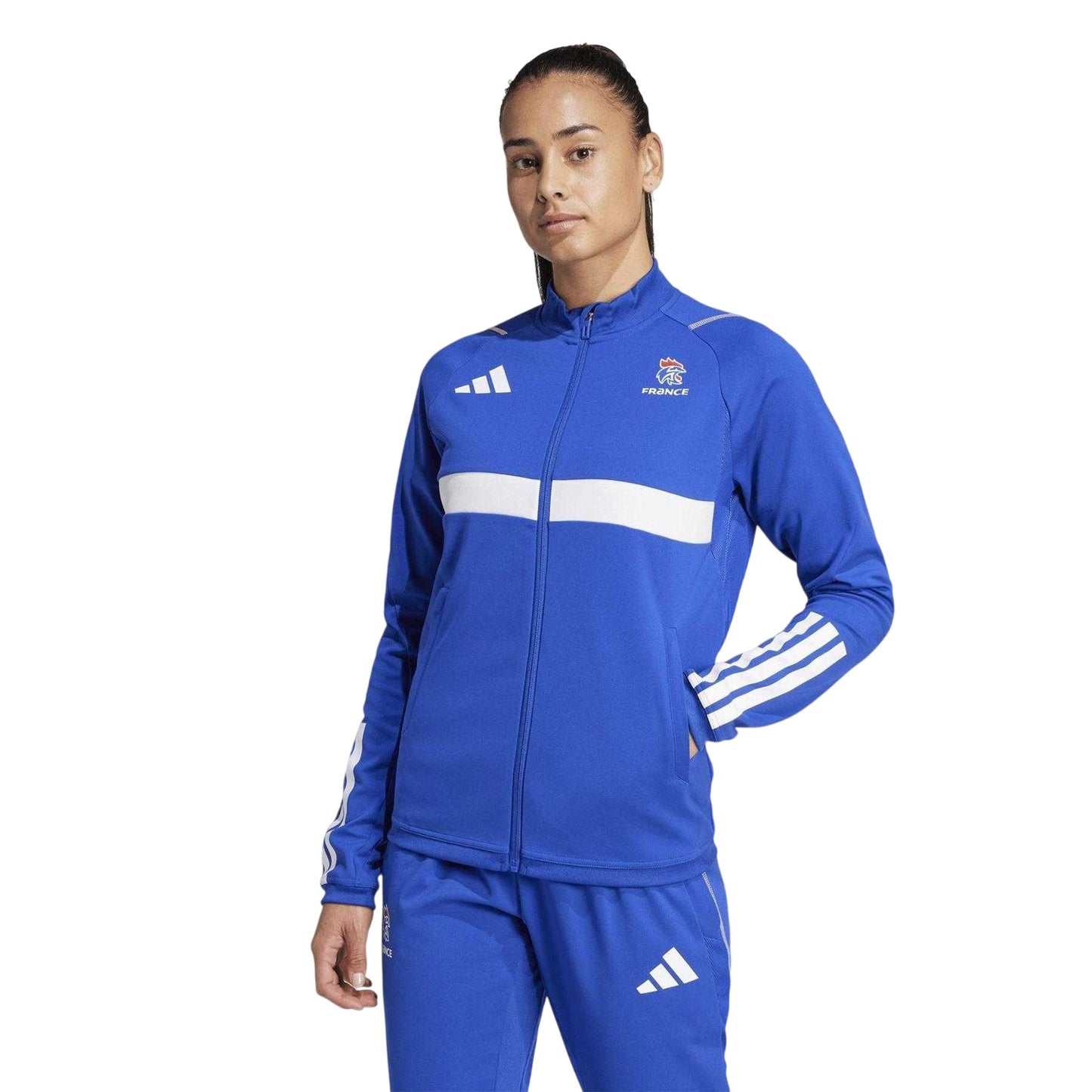 Lucid Blue - Side - Adidas Womens-Ladies Performance France Track Jacket