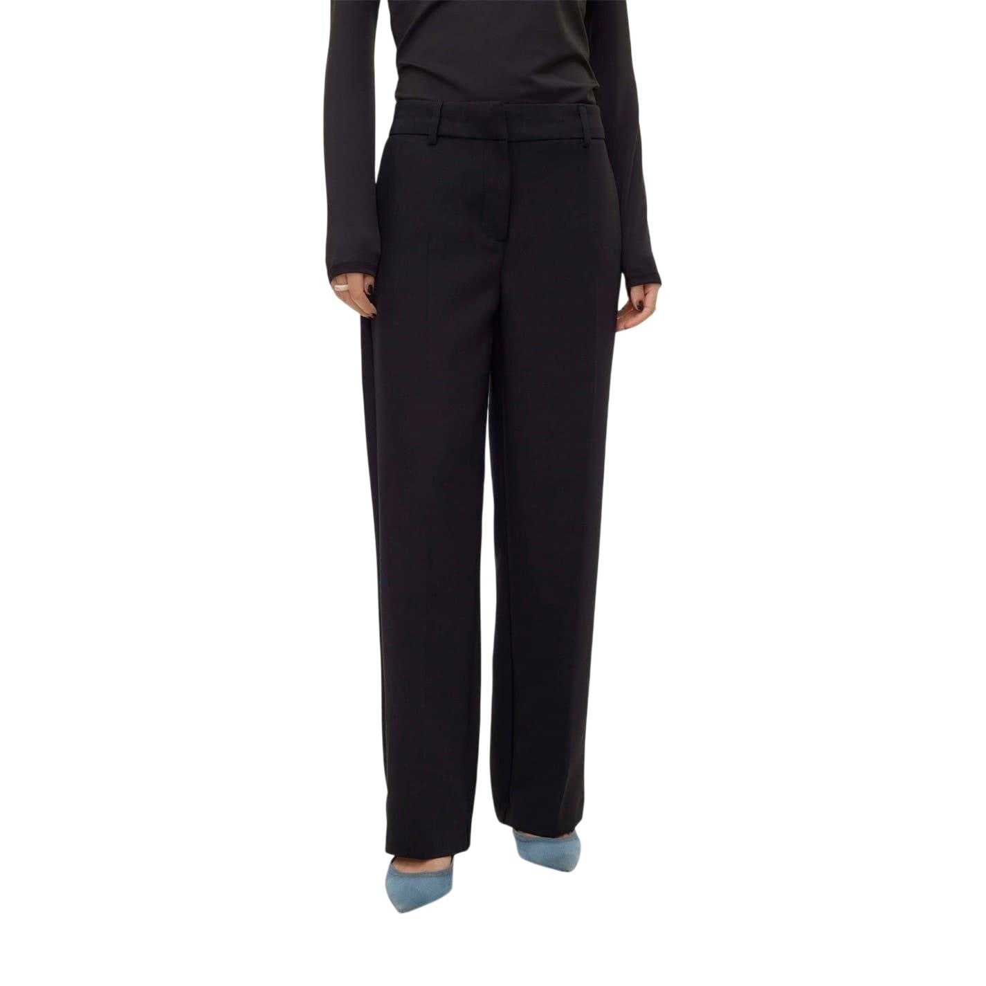 Black - Side - Vero Moda Womens-Ladies Straight Chinos