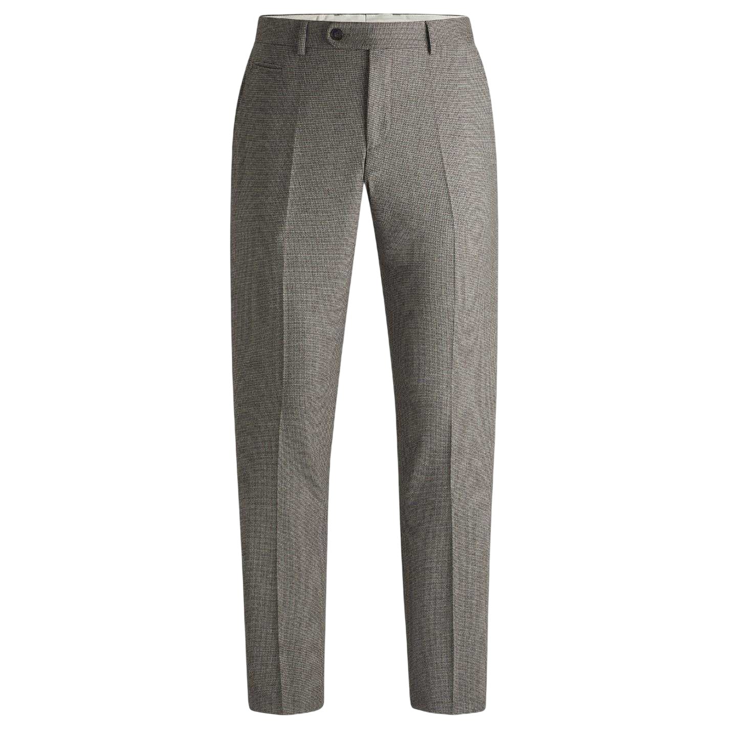 White - Front - Boss Mens Houndstooth Straight Chinos