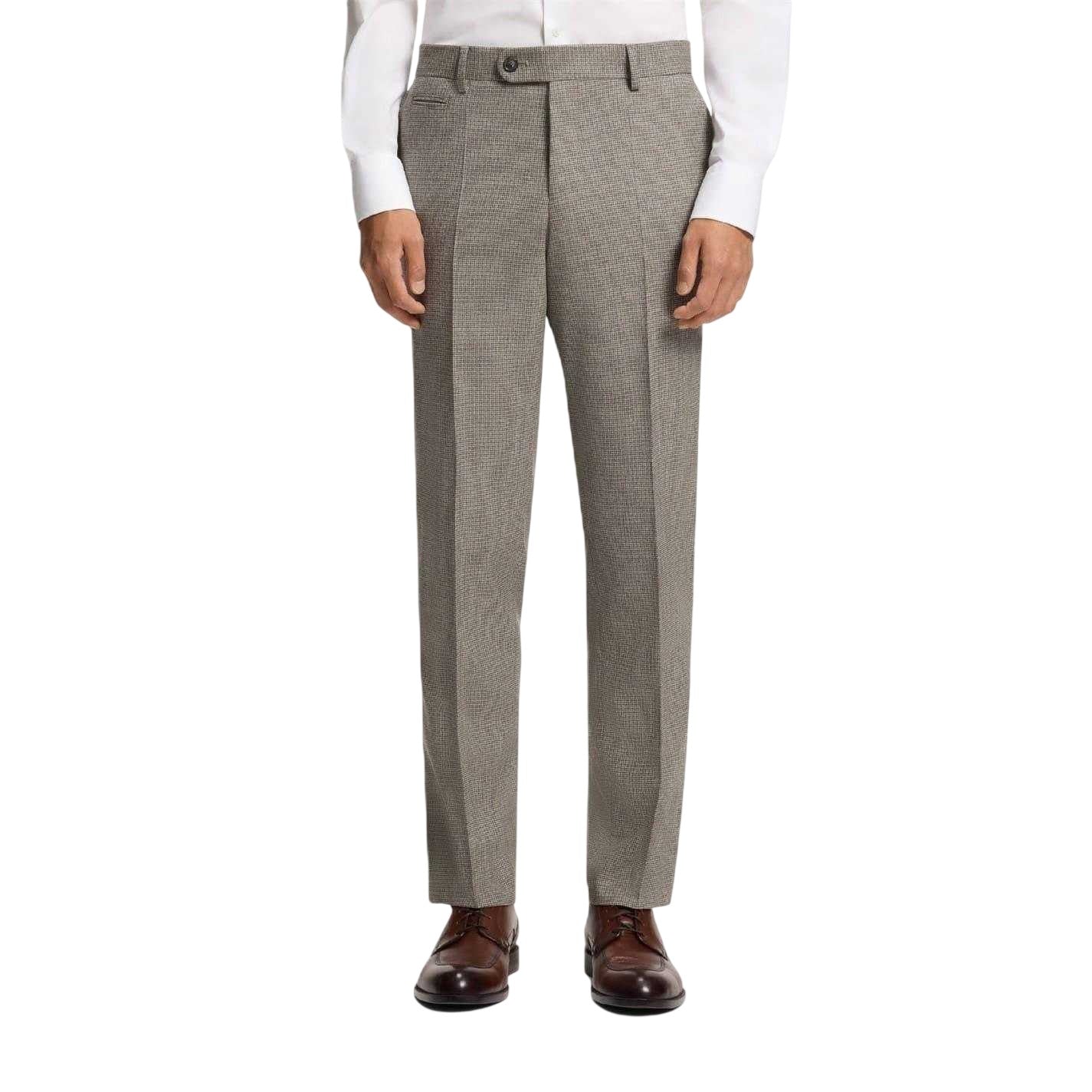 White - Side - Boss Mens Houndstooth Straight Chinos