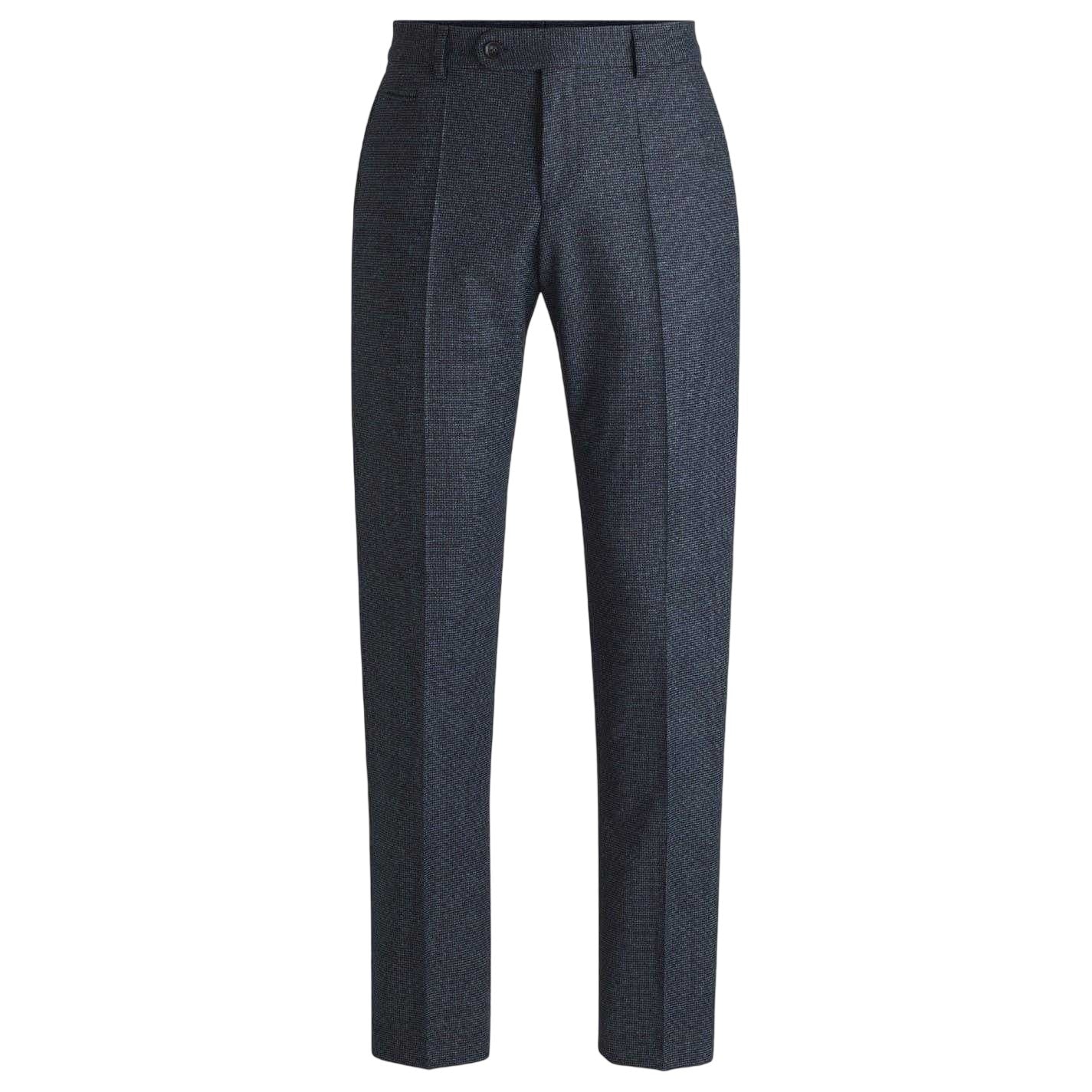 Dark Blue - Front - Boss Mens Houndstooth Straight Chinos