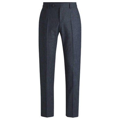 Dark Blue - Front - Boss Mens Houndstooth Straight Chinos