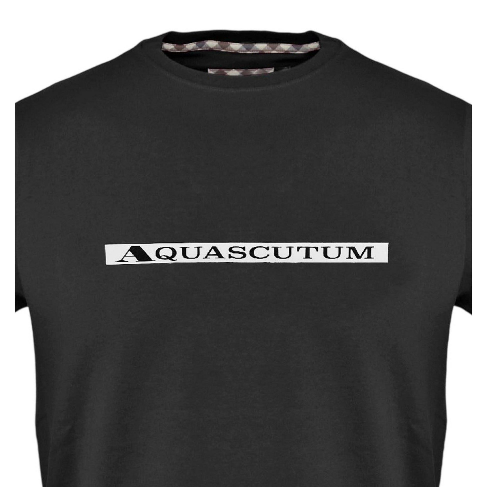Black - Side - Aquascutum Mens Club Check T-Shirt