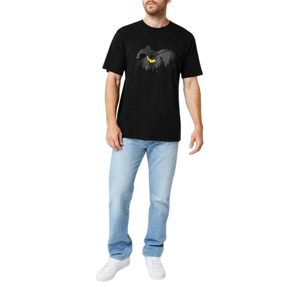 Black-Yellow - Side - Batman Mens Cityscape Cotton T-Shirt