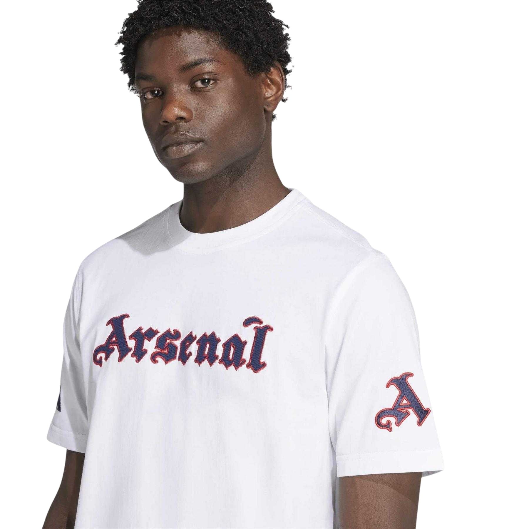White - Lifestyle - Adidas Unisex Adult Arsenal FC Cotton Crew Neck Short-Sleeved T-Shirt