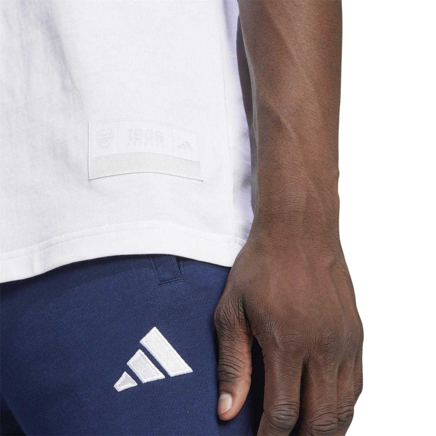 White - Pack Shot - Adidas Unisex Adult Arsenal FC Cotton Crew Neck Short-Sleeved T-Shirt
