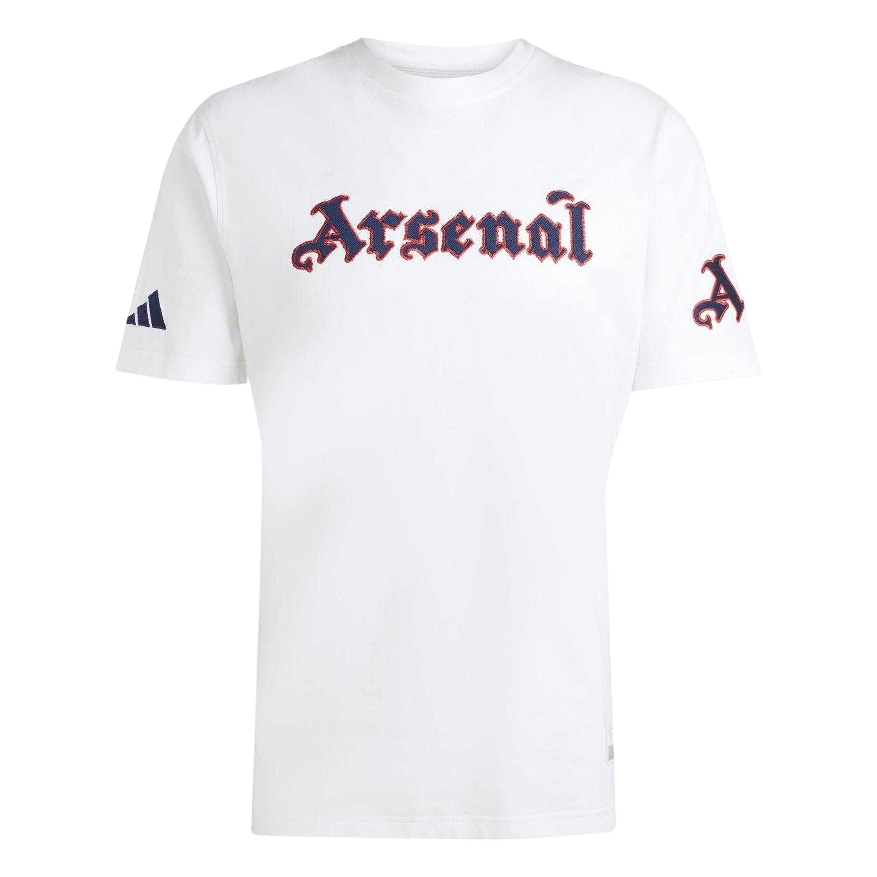 White - Front - Adidas Unisex Adult Arsenal FC Cotton Crew Neck Short-Sleeved T-Shirt