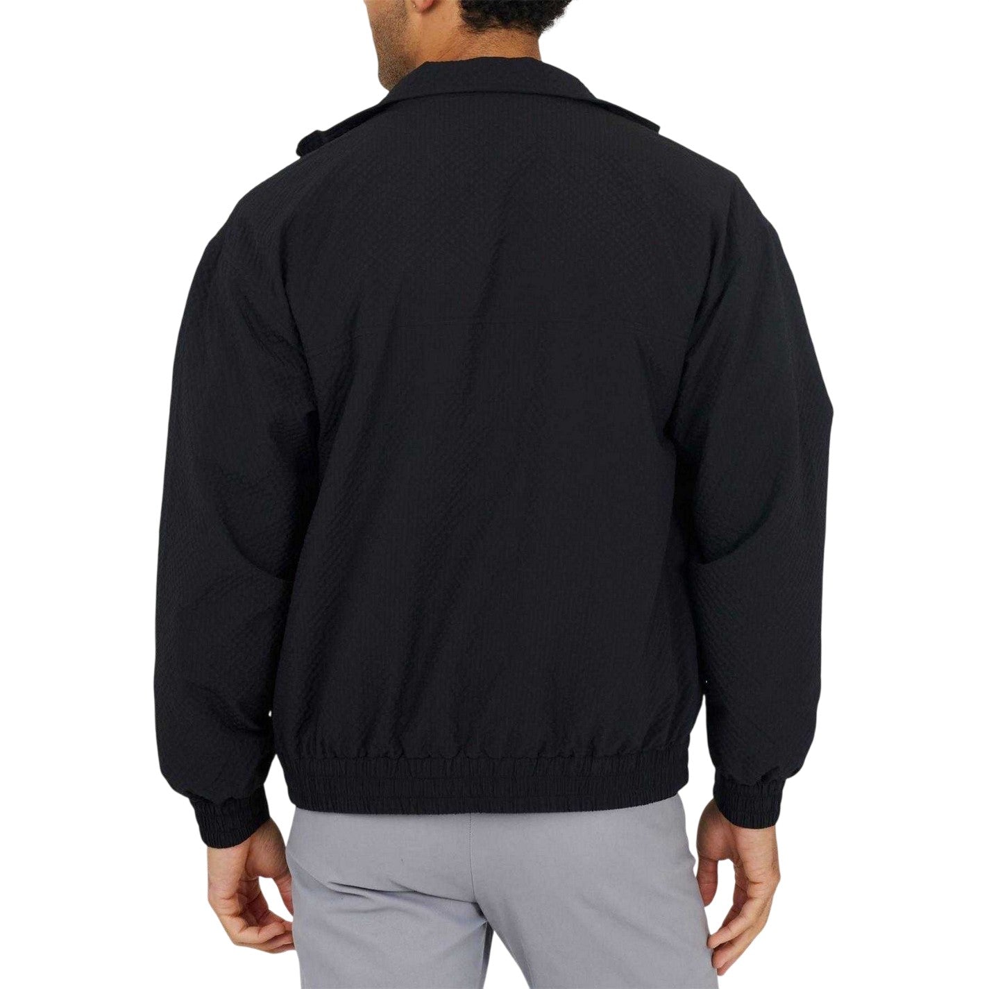 Black - Back - Brave Soul Mens Seersucker Oversized Coach Jacket