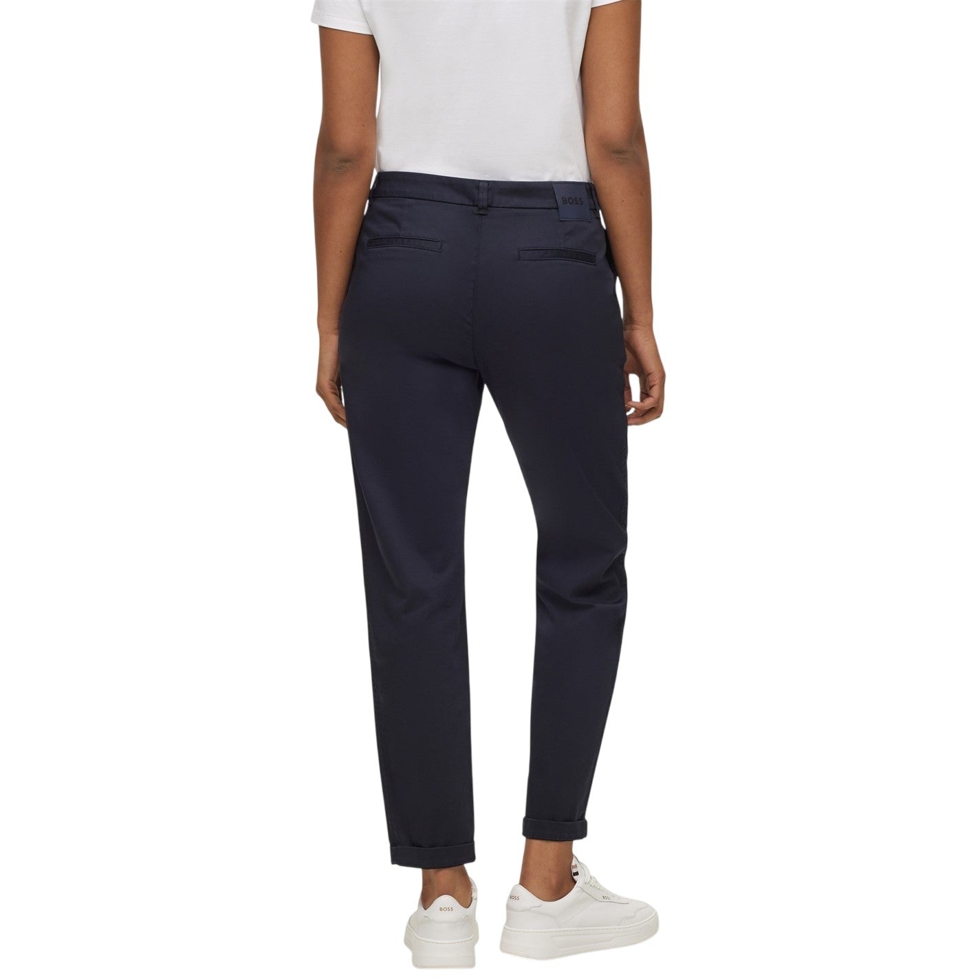 Mid Blue - Back - Boss Womens-Ladies Slim Chinos