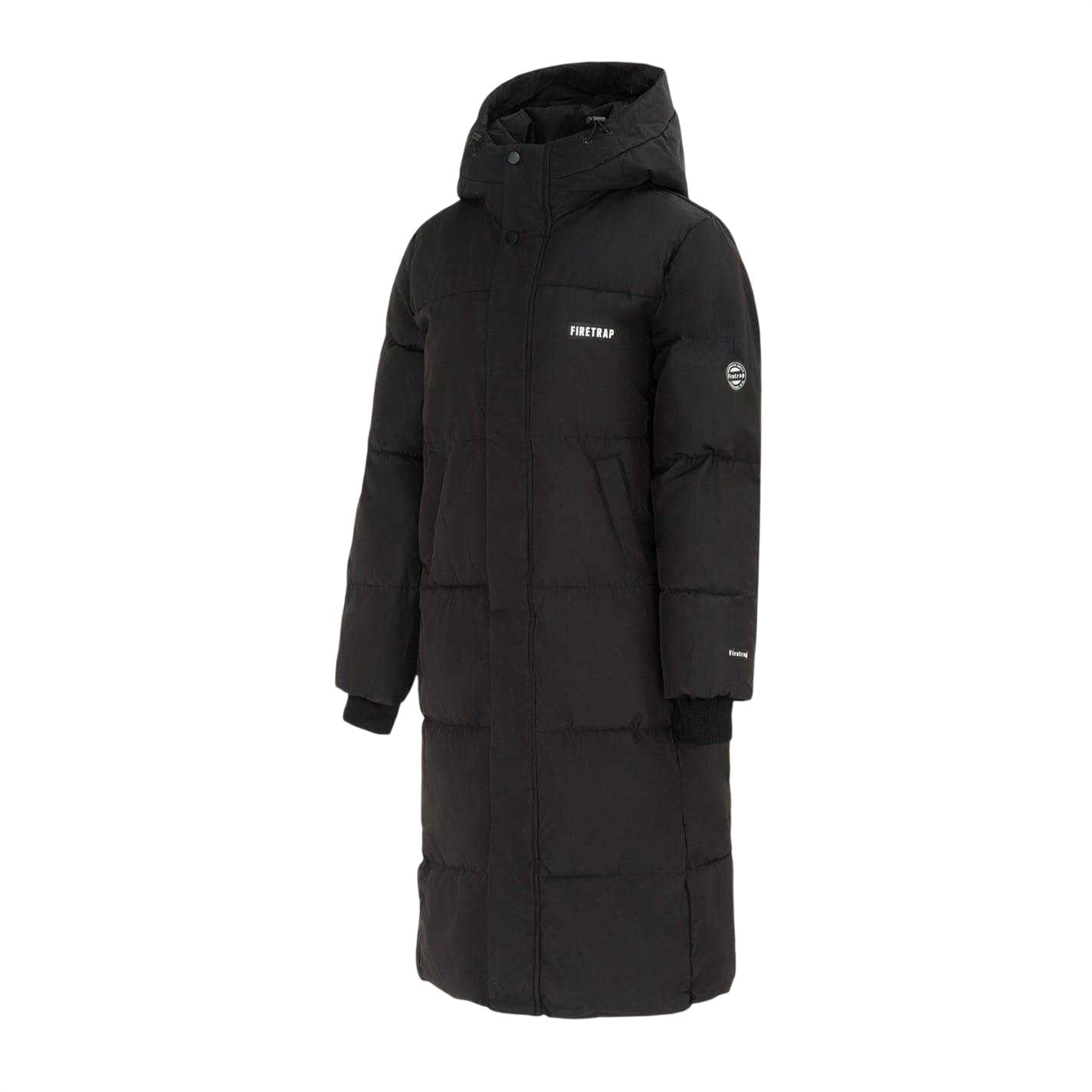 Black - Side - Firetrap Womens-Ladies Long Padded Jacket