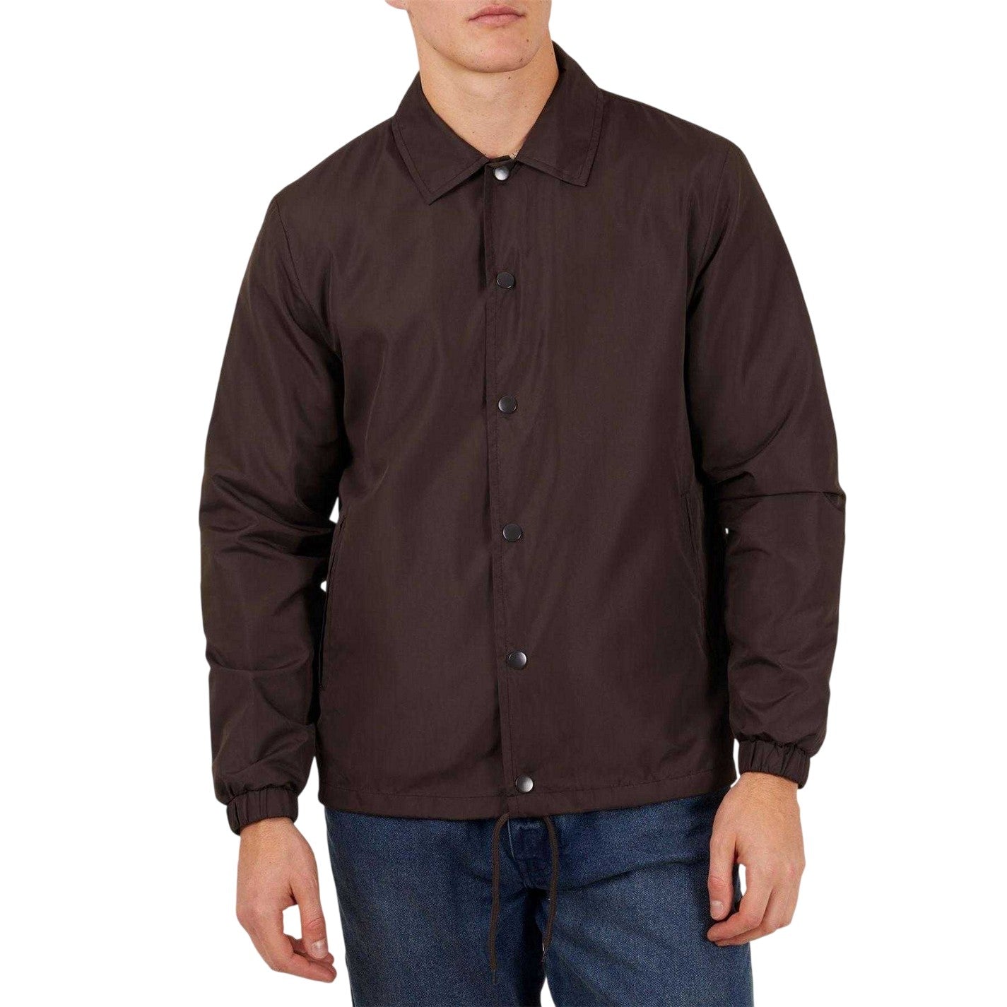 Mocha Brown - Front - Brave Soul Mens Lightweight Coach Jacket