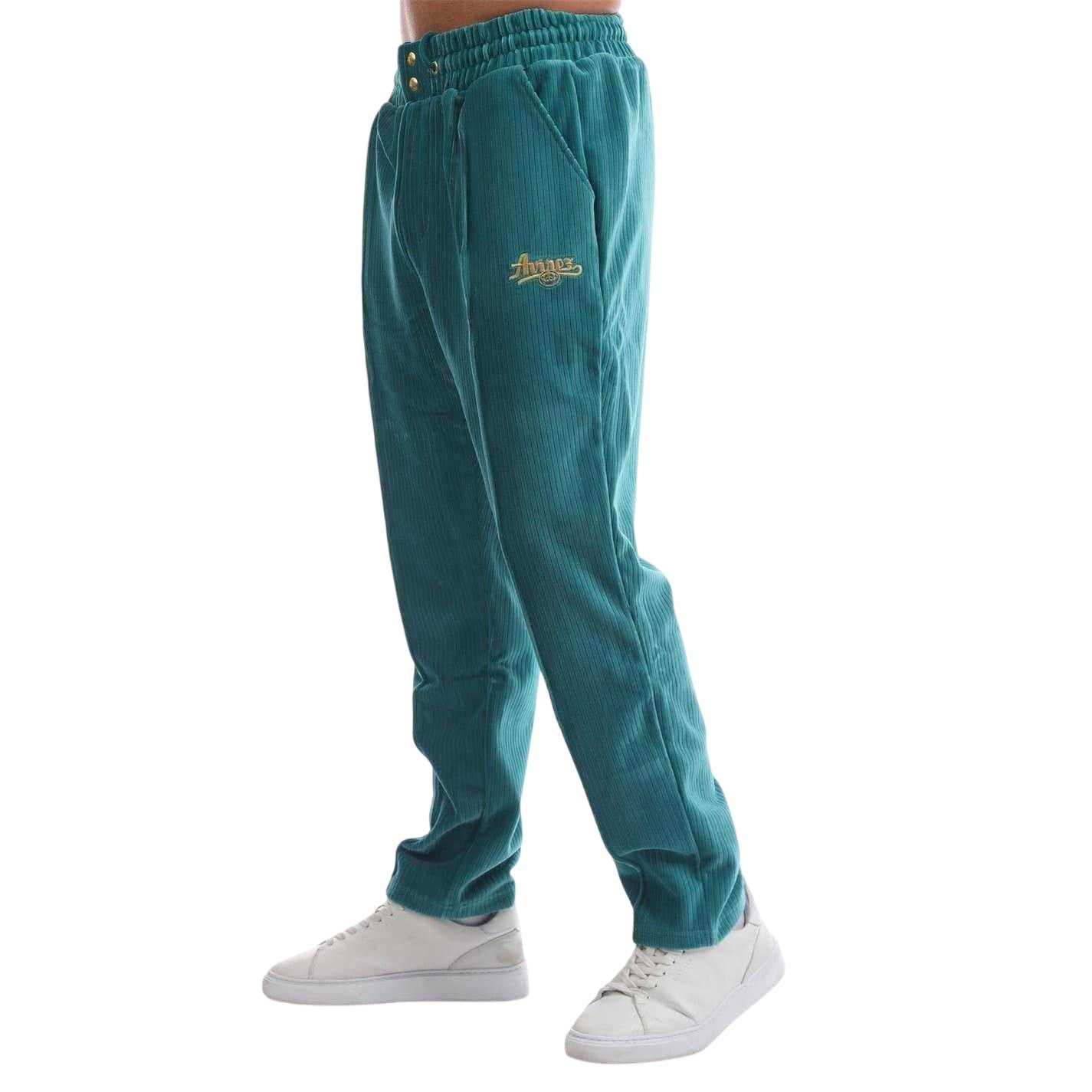 Green - Side - Avirex Unisex Adult Cypress Ribbed Tracksuit Bottoms