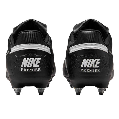 Black-White - Back - Nike Unisex Adult Premier Leather Folded Tongue Soft Ground Football Boots