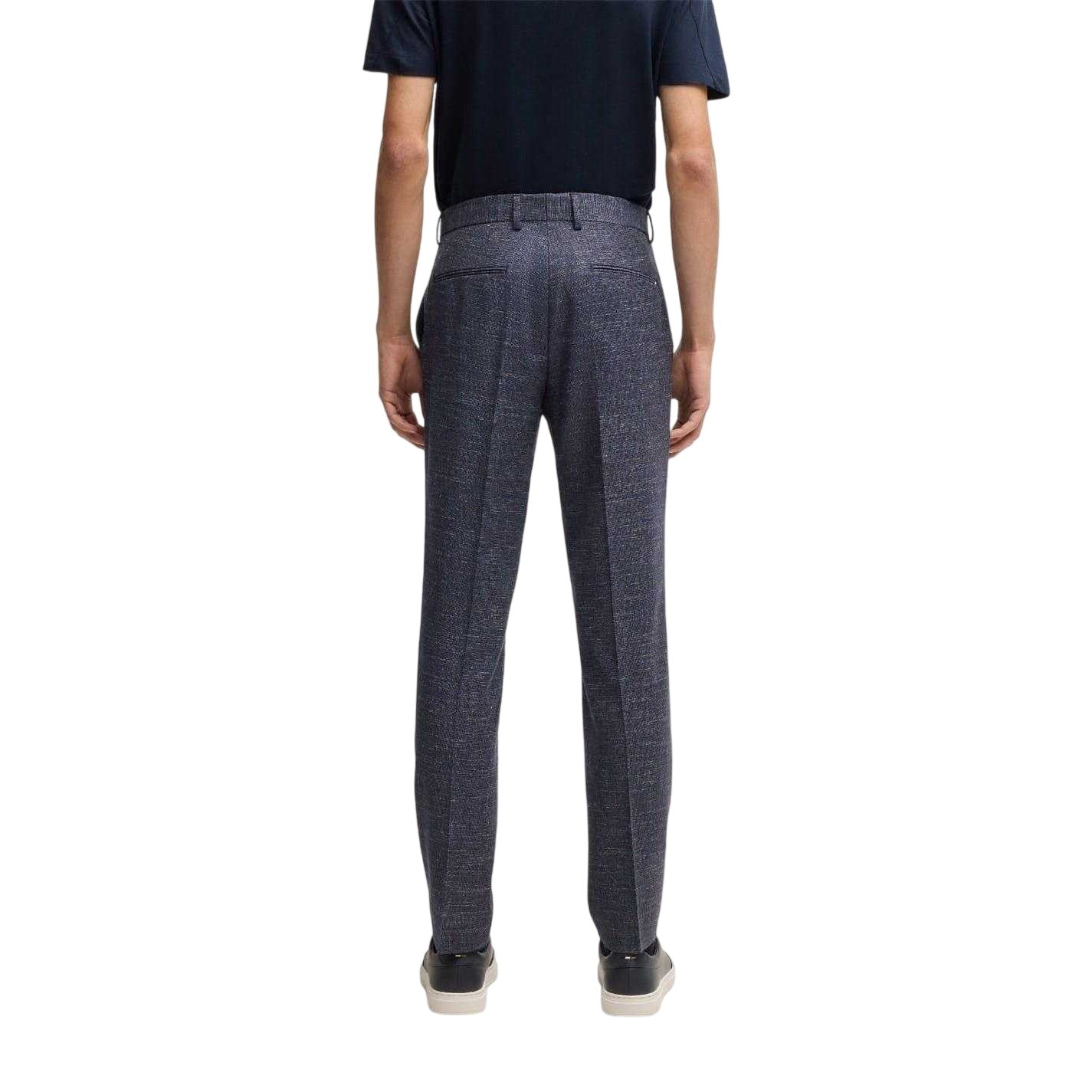 Dark Blue - Back - Boss Mens H-Genius Cotton Blend Tapered Chinos