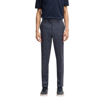 Dark Blue - Side - Boss Mens H-Genius Cotton Blend Tapered Chinos
