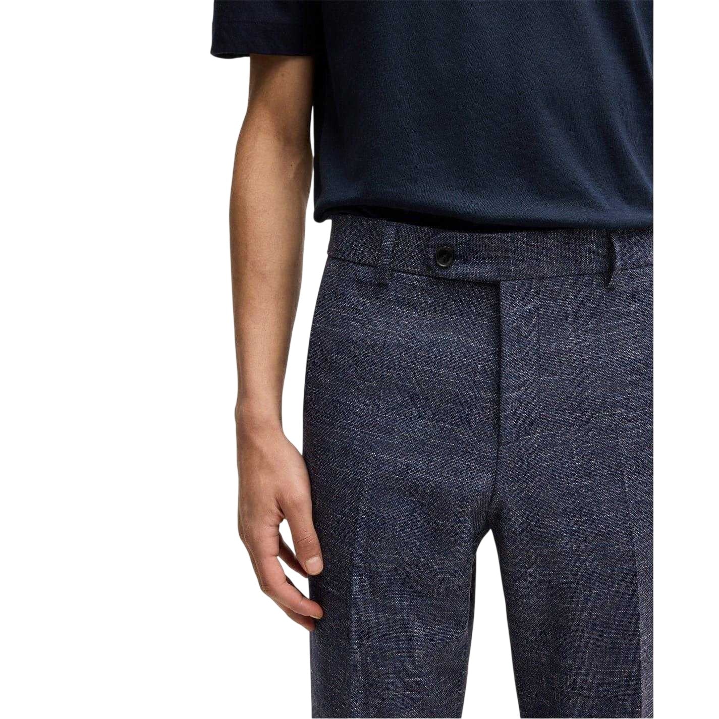 Dark Blue - Lifestyle - Boss Mens H-Genius Cotton Blend Tapered Chinos