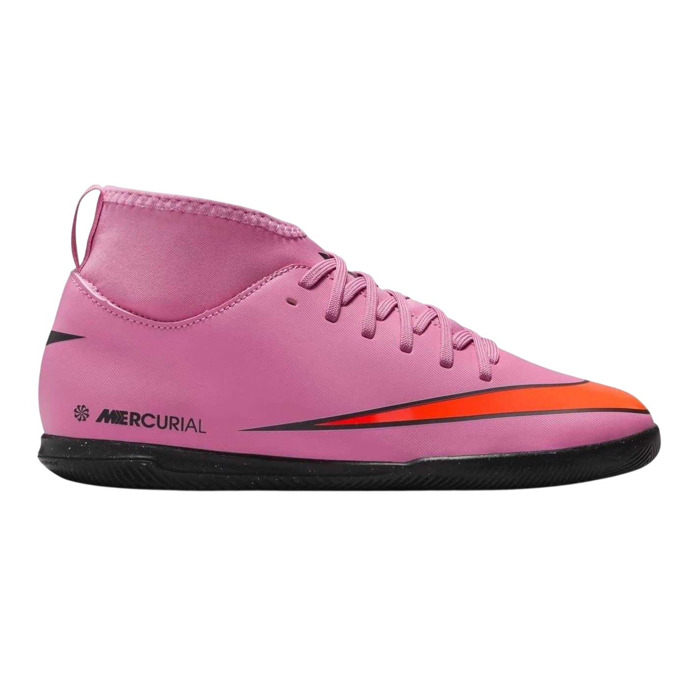 Pink-Black - Front - Nike Childrens-Kids Mercurial Indoor Football Shoes