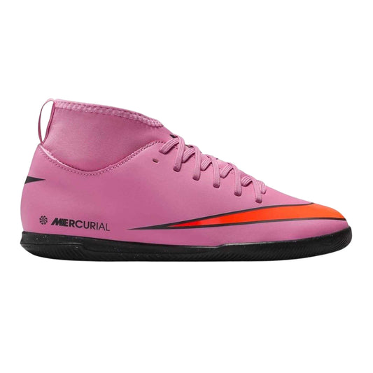Pink-Black - Front - Nike Childrens-Kids Mercurial Indoor Football Shoes