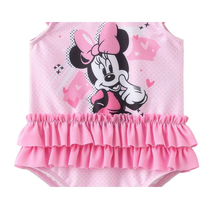 Pink - Side - Disney Baby Girls Minnie Mouse Ruffled One Piece Swimsuit
