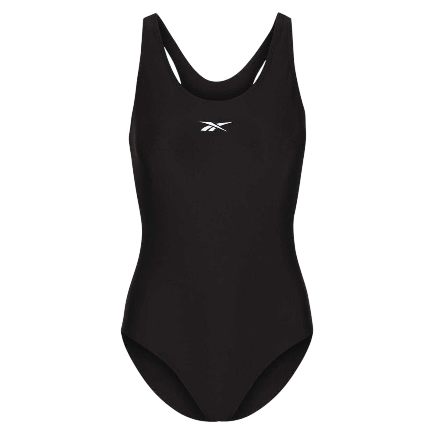 Black - Front - Reebok Womens-Ladies Adelia One Piece Swimsuit